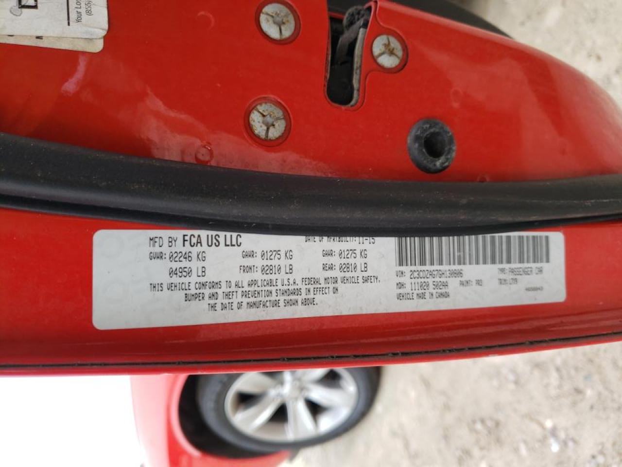 Photo 10 from auction – 2016 DODGE CHALLENGER with VIN 2C3CDZAG7GH130806