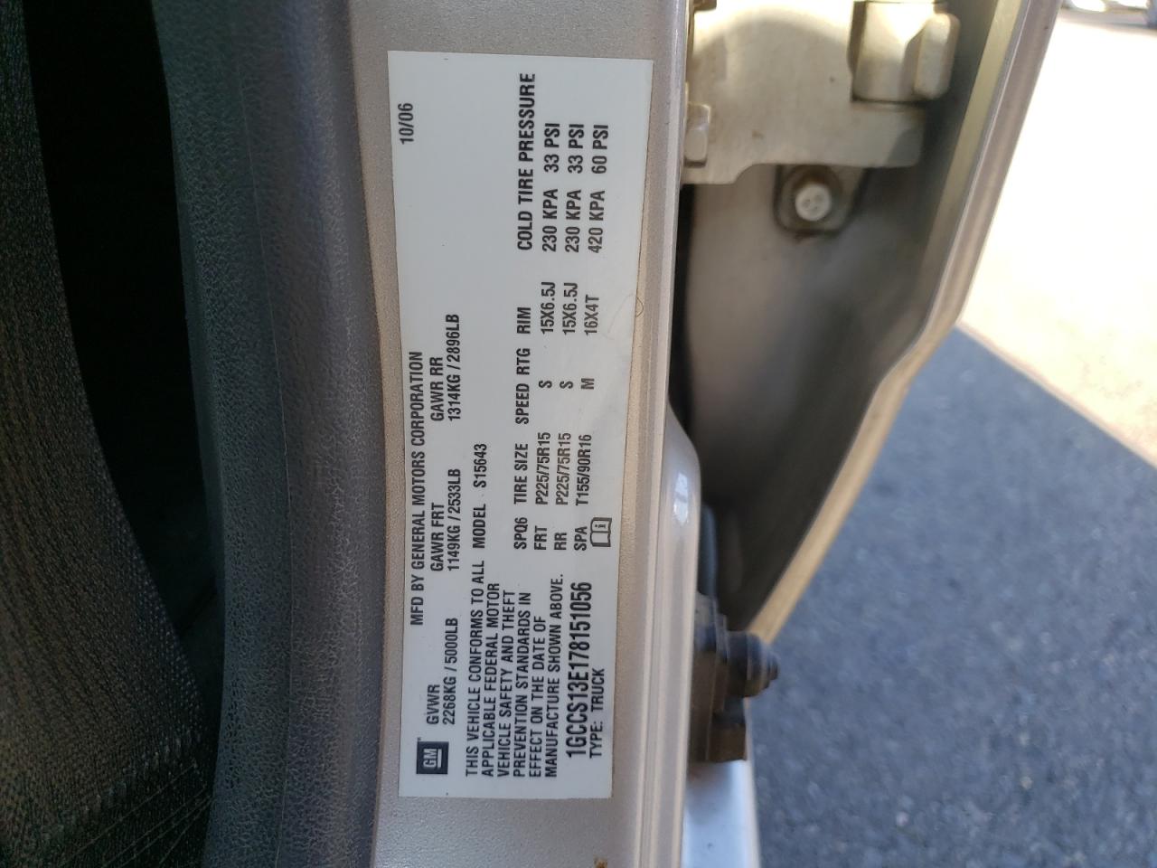 Photo 10 from auction – 2007 CHEVROLET COLORADO with VIN 1GCCS13E178151056