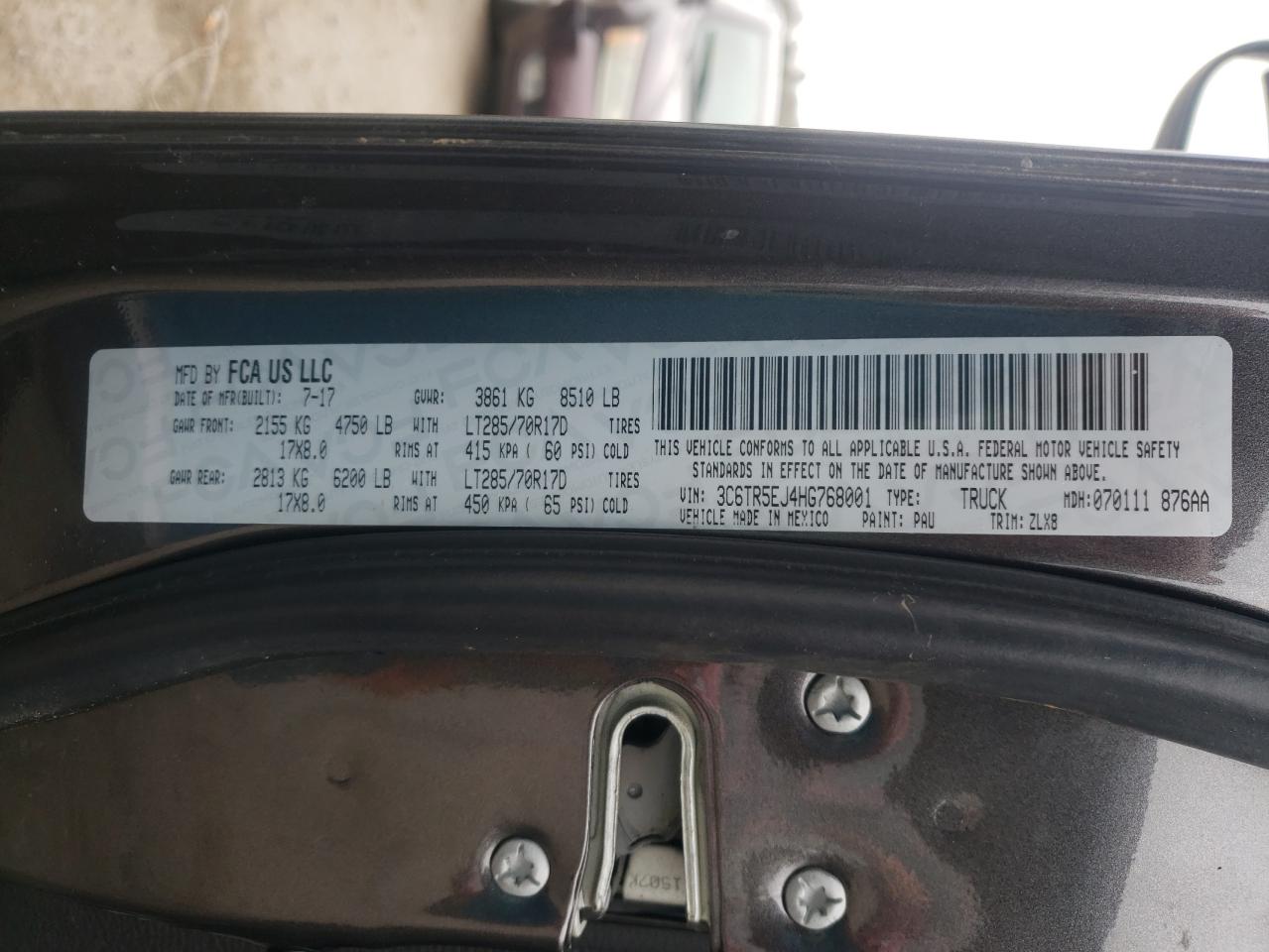 Photo 10 from auction – 2017 RAM 2500 POWER with VIN 3C6TR5EJ4HG768001