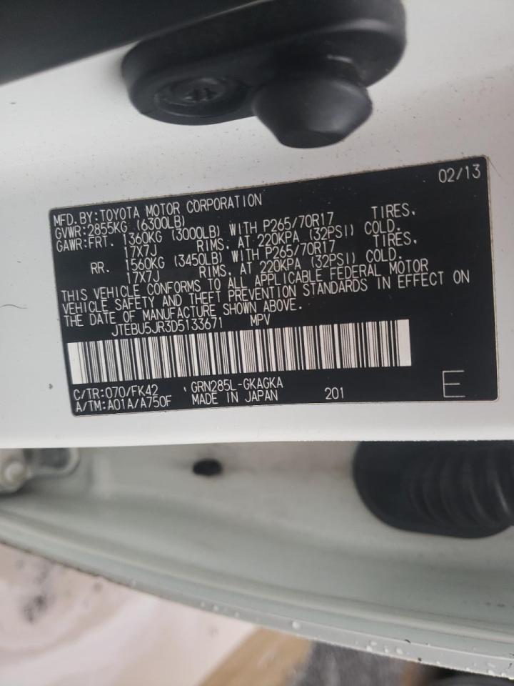 Photo 10 from auction – 2013 TOYOTA 4RUNNER SR with VIN JTEBU5JR3D5133671