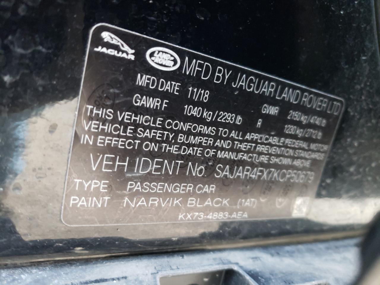 Photo 10 from auction – 2019 JAGUAR XE with VIN SAJAR4FX7KCP50679