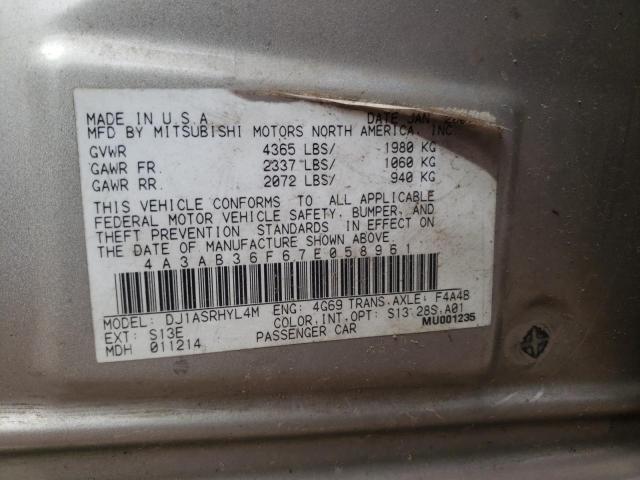 Photo 10 from auction – 2007 MITSUBISHI GALANT ES with VIN 4A3AB36F67E058961