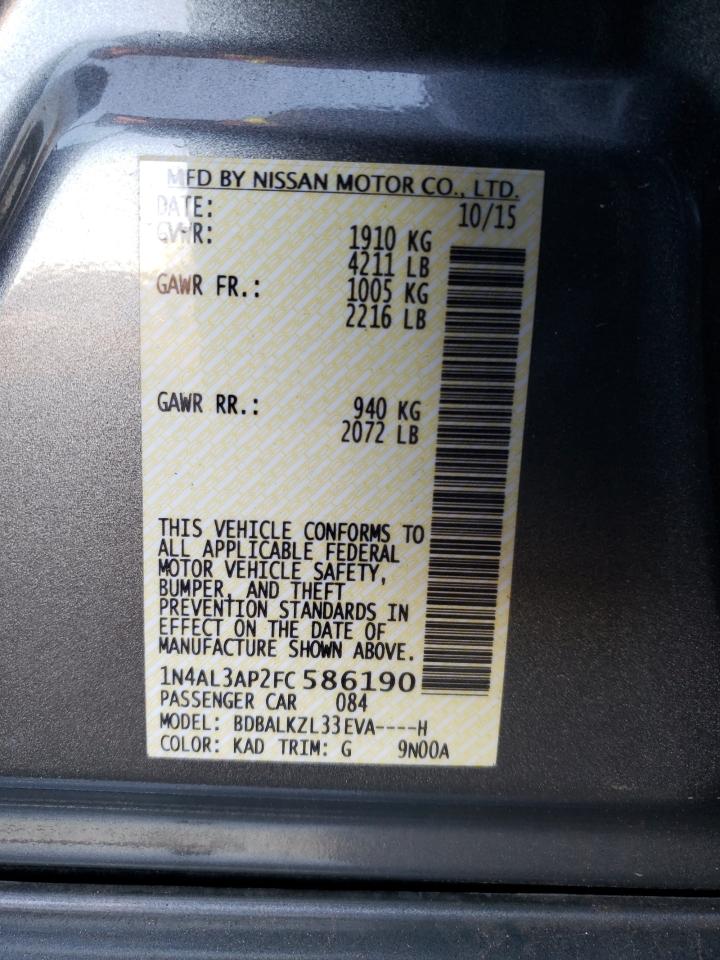 Photo 10 from auction – 2015 NISSAN ALTIMA 2.5 with VIN 1N4AL3AP2FC586190