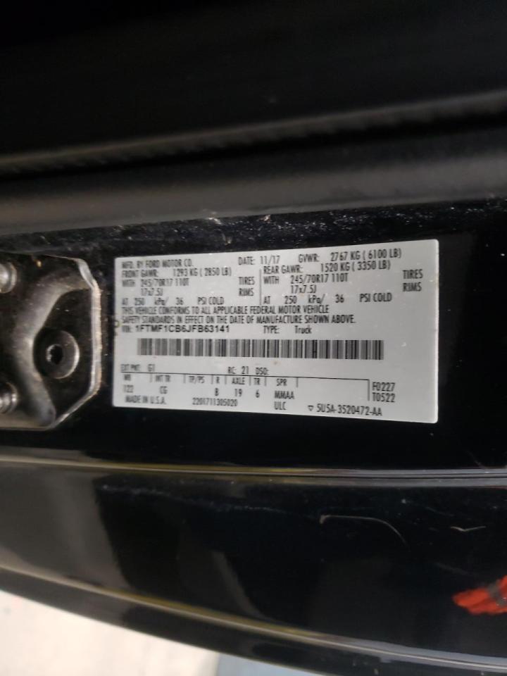 Photo 10 from auction – 2018 FORD F150 with VIN 1FTMF1CB6JFB63141