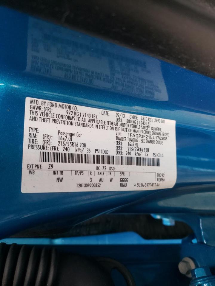 Photo 10 from auction – 2014 FORD FOCUS SE with VIN 1FADP3F21EL170208