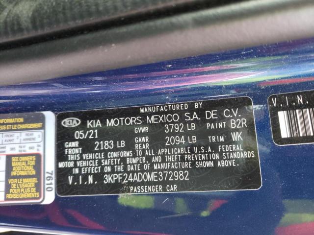 Photo 10 from auction – 2021 KIA FORTE FE with VIN 3KPF24AD0ME372982