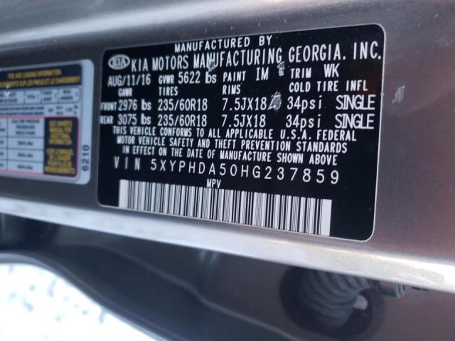 Photo 10 from auction – 2017 KIA SORENTO EX with VIN 5XYPHDA50HG237859