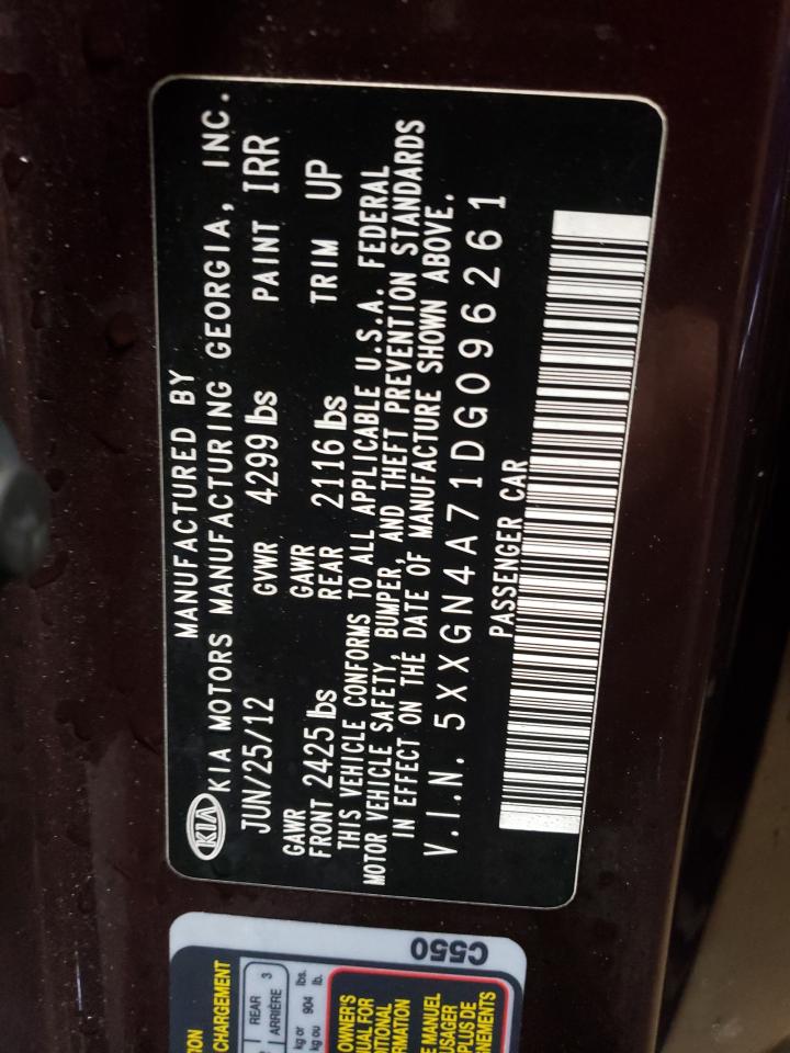 Photo 10 from auction – 2013 KIA OPTIMA EX with VIN 5XXGN4A71DG096261