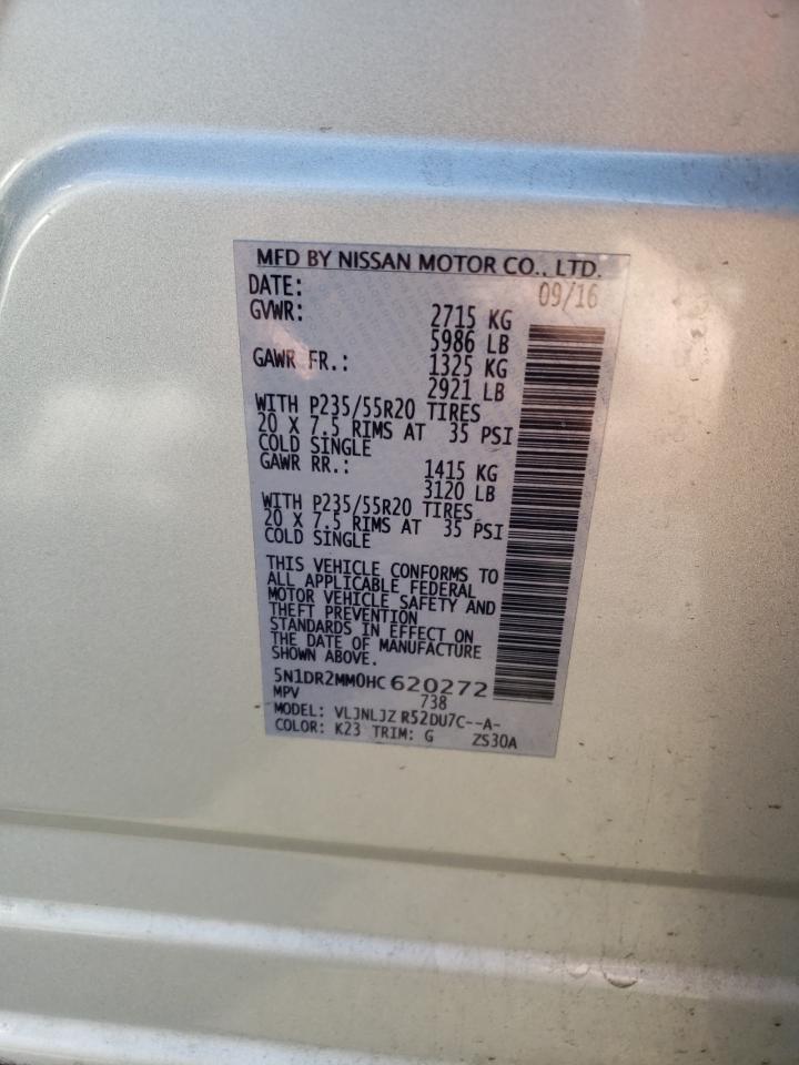 Photo 10 from auction – 2017 NISSAN PATHFINDER with VIN 5N1DR2MM0HC620272