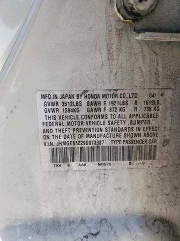Photo 10 from auction – 2009 HONDA FIT with VIN JHMGE88229S073987