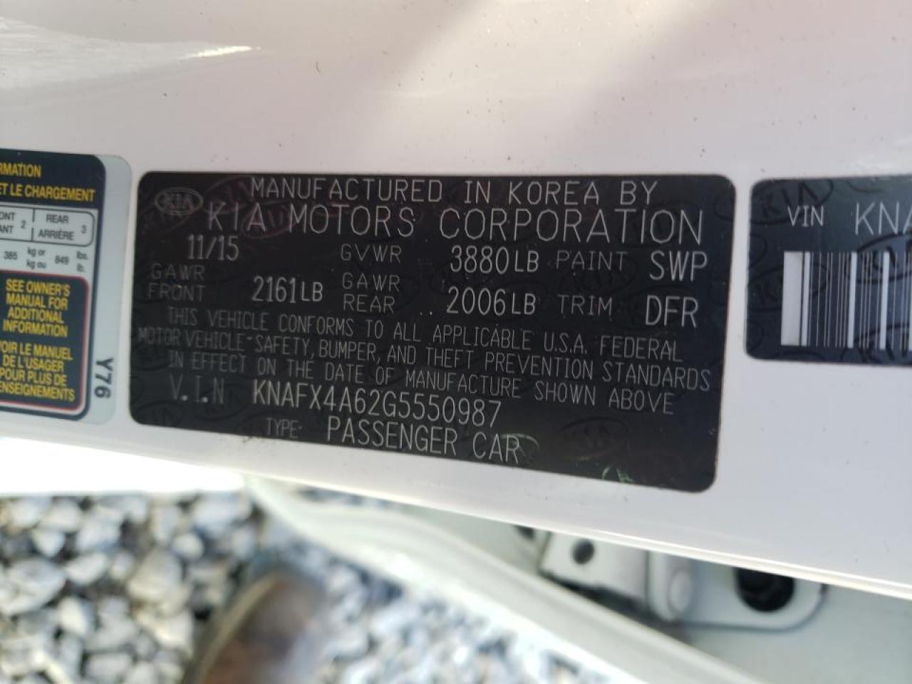Photo 10 from auction – 2016 KIA FORTE LX with VIN KNAFX4A62G5550987
