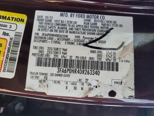 Photo 10 from auction – 2013 FORD FUSION SE with VIN 3FA6P0HR4DR263340