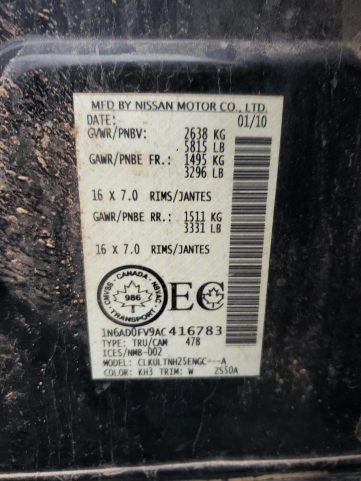 Photo 10 from auction – 2010 NISSAN FRONTIER C with VIN 1N6AD0FV9AC416783