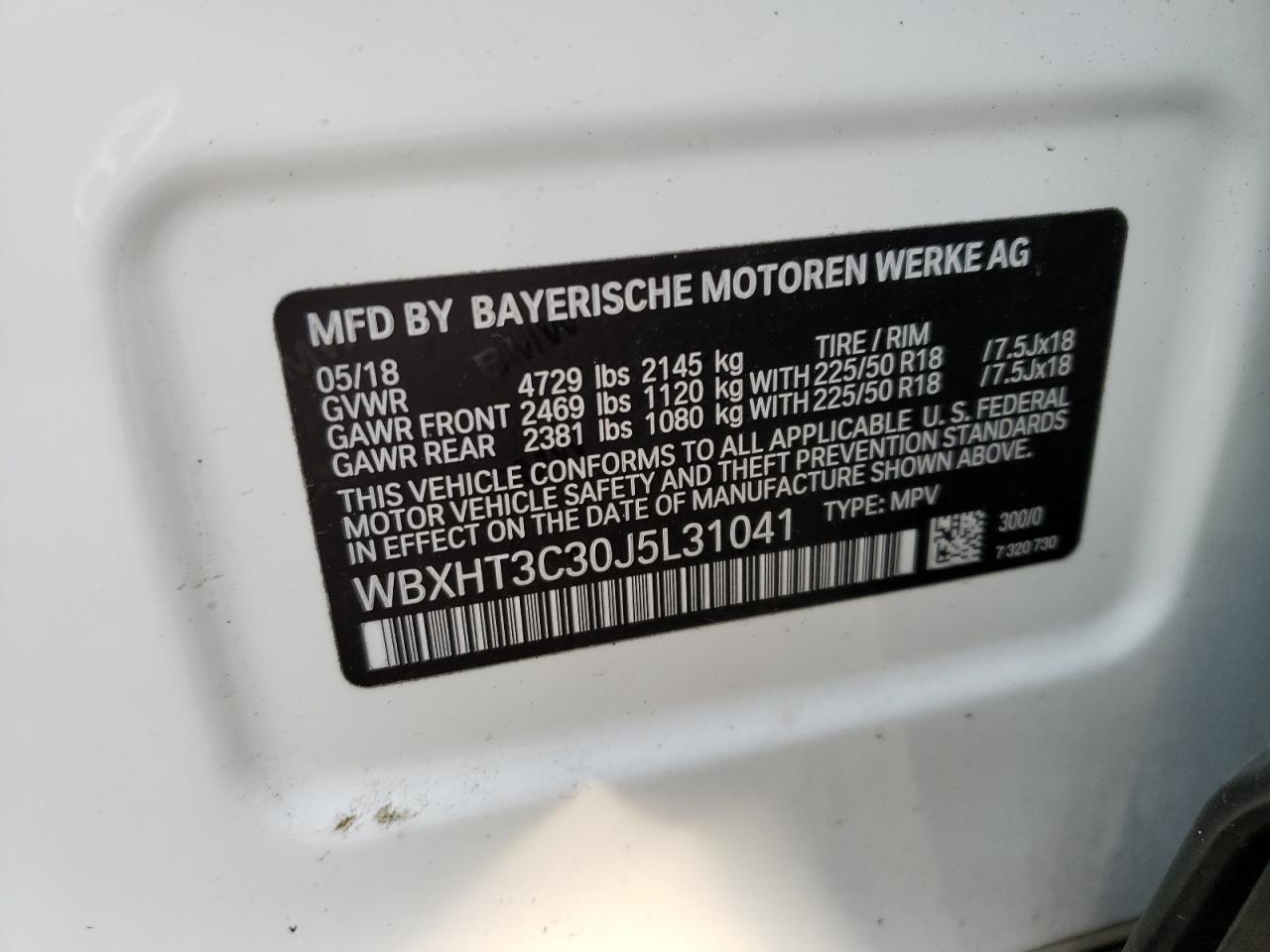 Photo 10 from auction – 2018 BMW X1 XDRIVE2 with VIN WBXHT3C30J5L31041