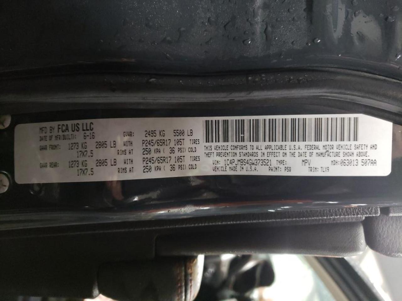 Photo 10 from auction – 2016 JEEP CHEROKEE T with VIN 1C4PJMBS4GW373521