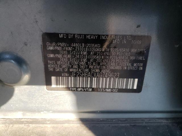 Photo 10 from auction – 2010 SUBARU FORESTER with VIN JF2SH6ACXAG749623