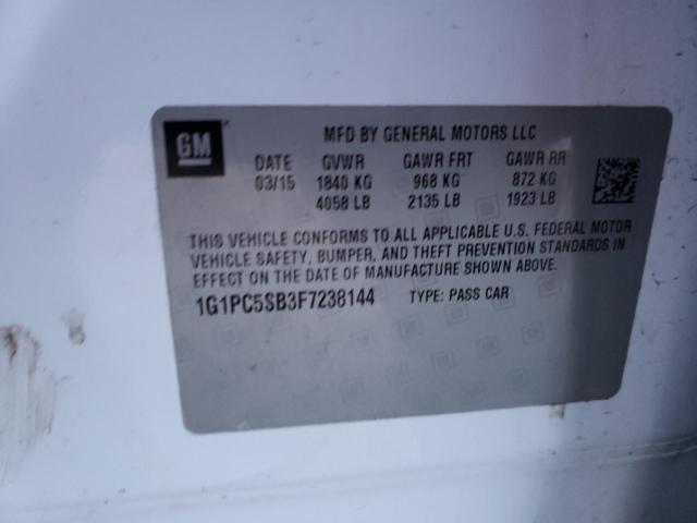 Photo 10 from auction – 2015 CHEVROLET CRUZE LT with VIN 1G1PC5SB3F7238144