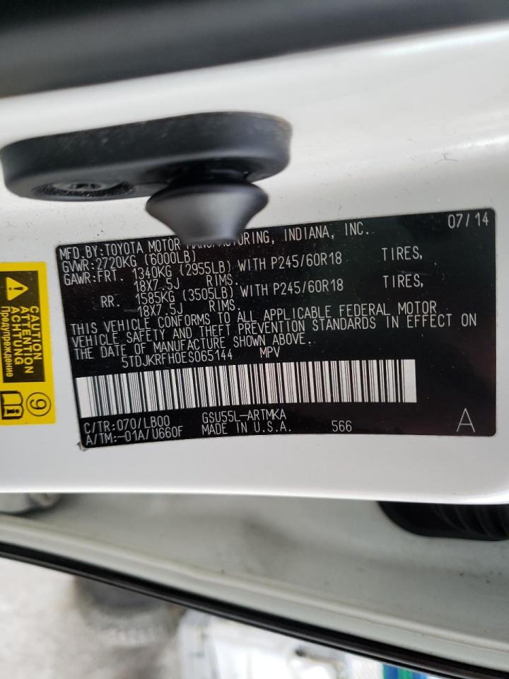 Photo 10 from auction – 2014 TOYOTA HIGHLANDER with VIN 5TDJKRFH0ES065144