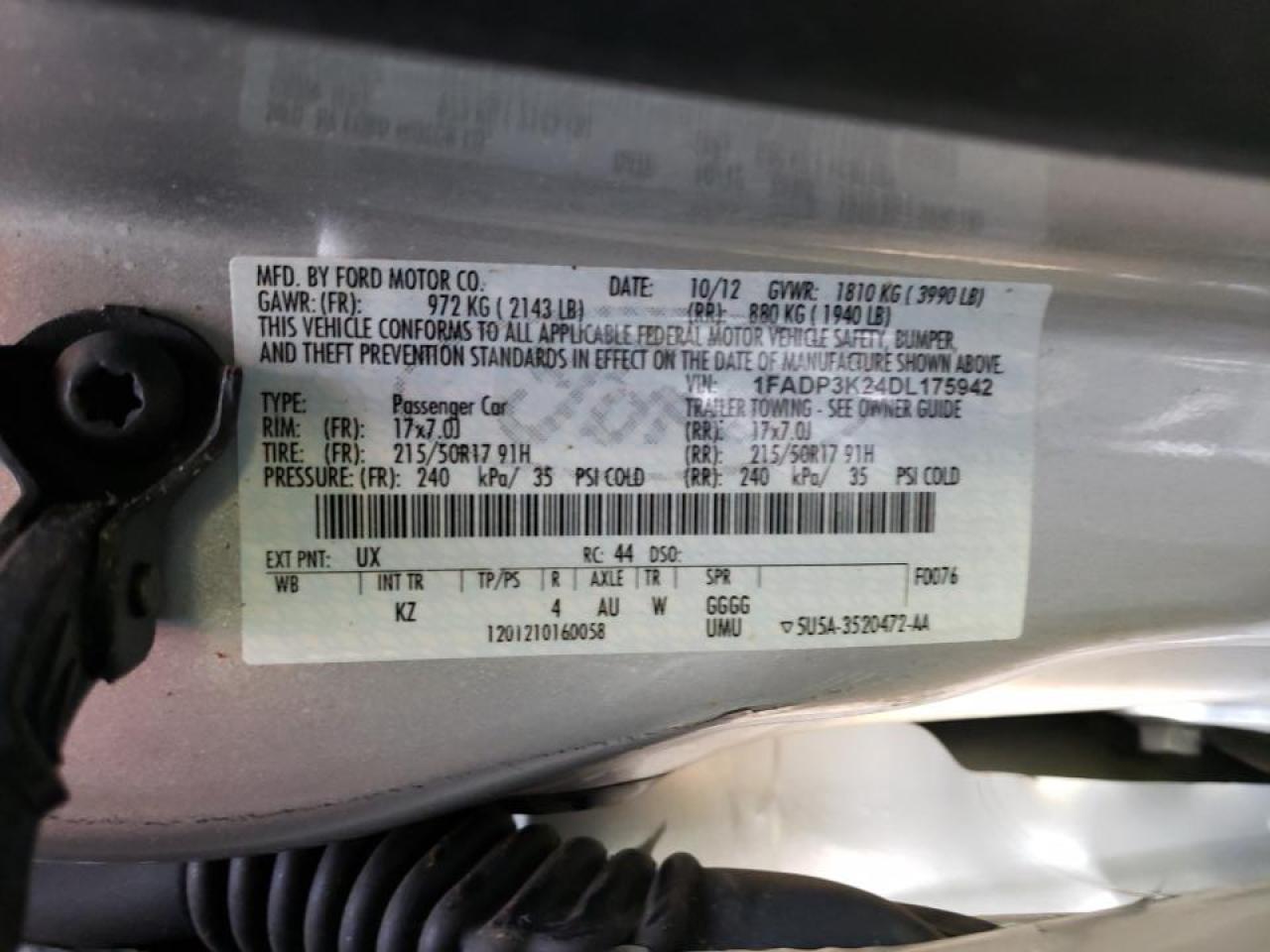 Photo 10 from auction – 2013 FORD FOCUS SE with VIN 1FADP3K24DL175942