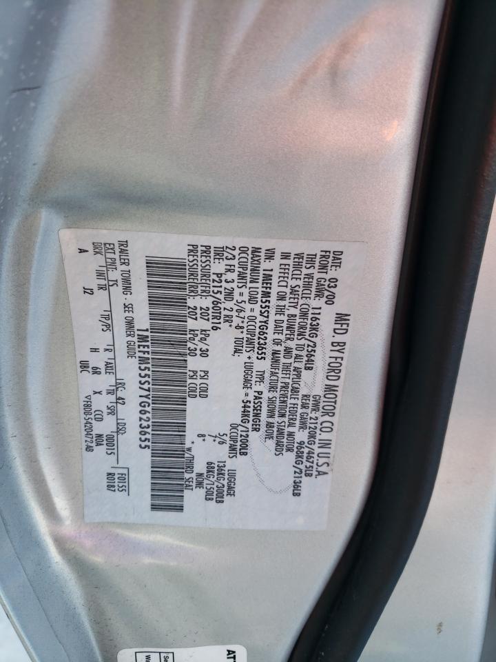 Photo 10 from auction – 2000 MERCURY SABLE LS P with VIN 1MEFM55S7YG623655