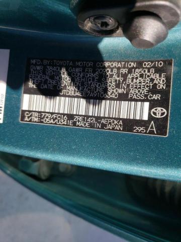 Photo 10 from auction – 2010 TOYOTA COROLLA BA with VIN JTDBU4EE7A9106340