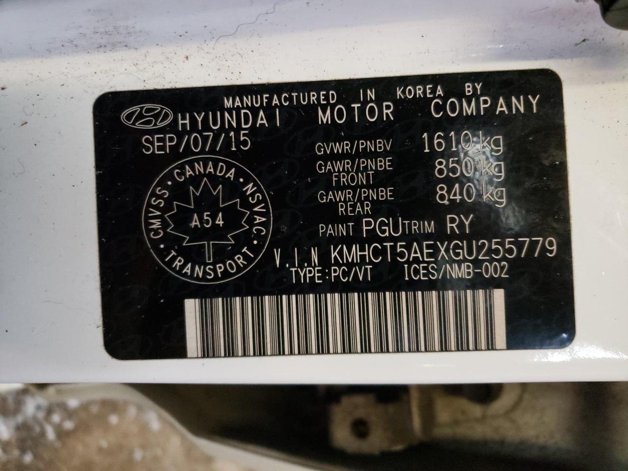 Photo 10 from auction – 2016 HYUNDAI ACCENT SE with VIN KMHCT5AEXGU255779