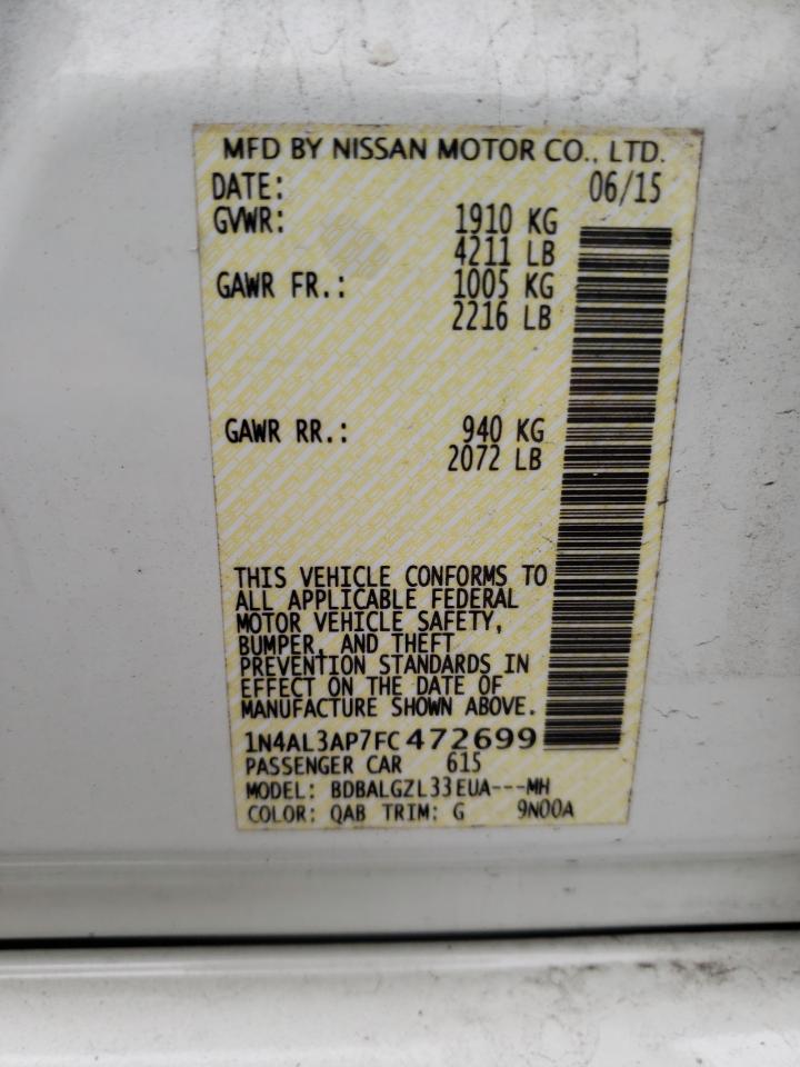 Photo 10 from auction – 2015 NISSAN ALTIMA 2.5 with VIN 1N4AL3AP7FC472699