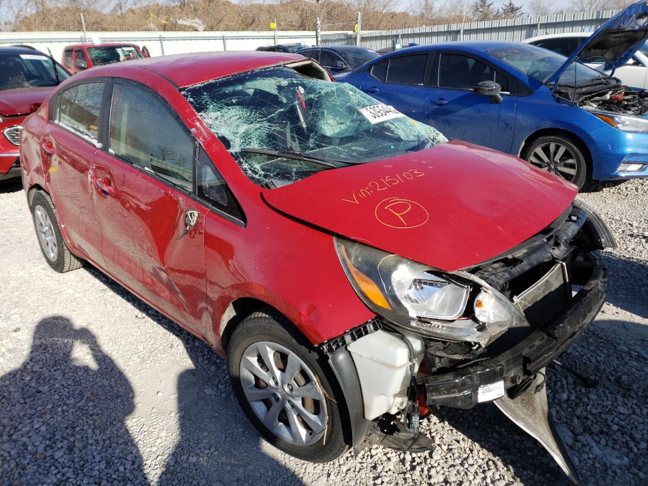 KIA RIO LX 2013 with VIN KNADM4A31D6215103 - Photo from auction
