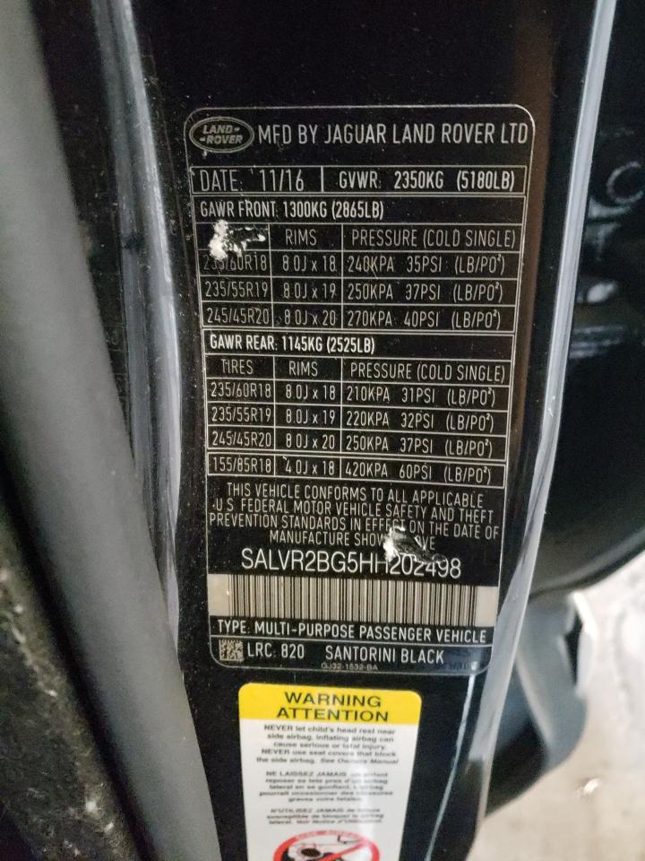 Foto 10 de la subasta – 2017 LAND ROVER RANGE ROVE con VIN SALVR2BG5HH202498