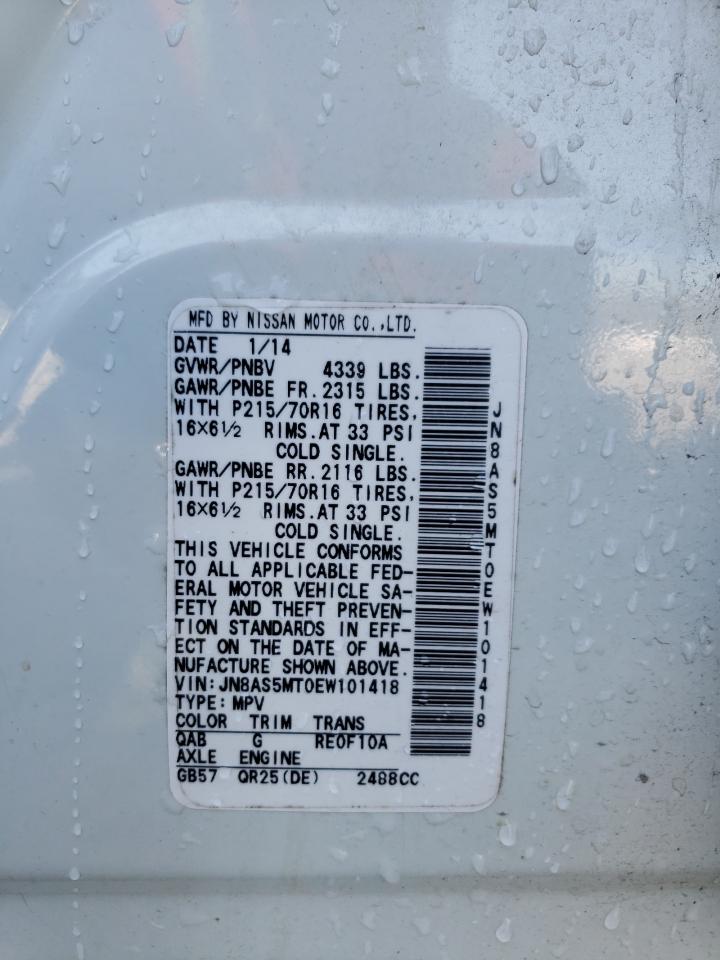 Photo 10 from auction – 2014 NISSAN ROGUE SELE with VIN JN8AS5MT0EW101418