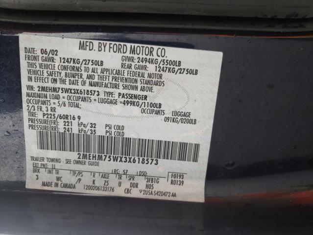 Photo 10 from auction – 2003 MERCURY GRAND MARQ with VIN 2MEHM75WX3X618573