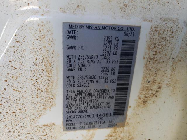Photo 10 from auction – 2021 NISSAN MURANO SL with VIN 5N1AZ2CS5MC144081