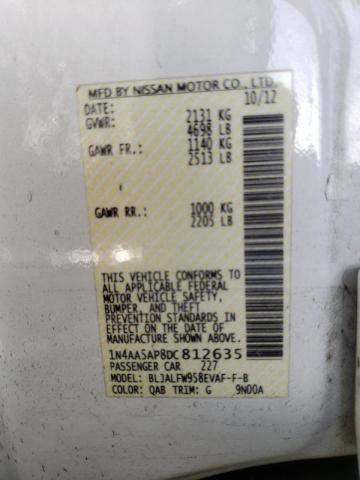 Photo 10 from auction – 2013 NISSAN MAXIMA S with VIN 1N4AA5AP8DC812635