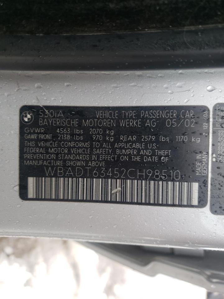 Photo 10 from auction – 2002 BMW 530 I AUTO with VIN WBADT63452CH98510