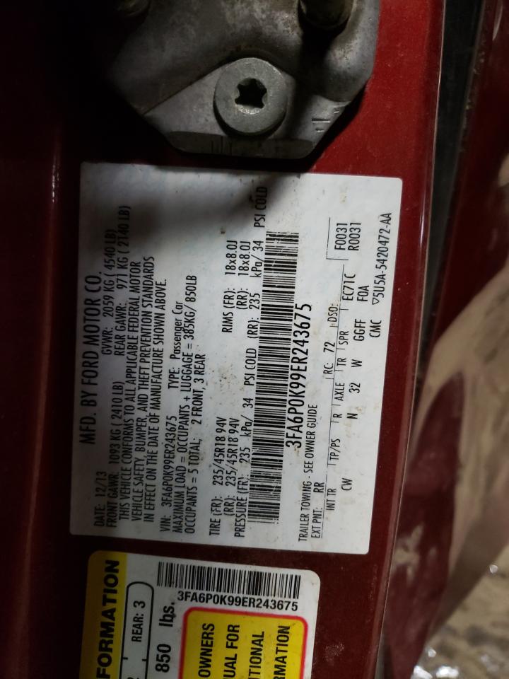 Photo 10 from auction – 2014 FORD FUSION TIT with VIN 3FA6P0K99ER243675