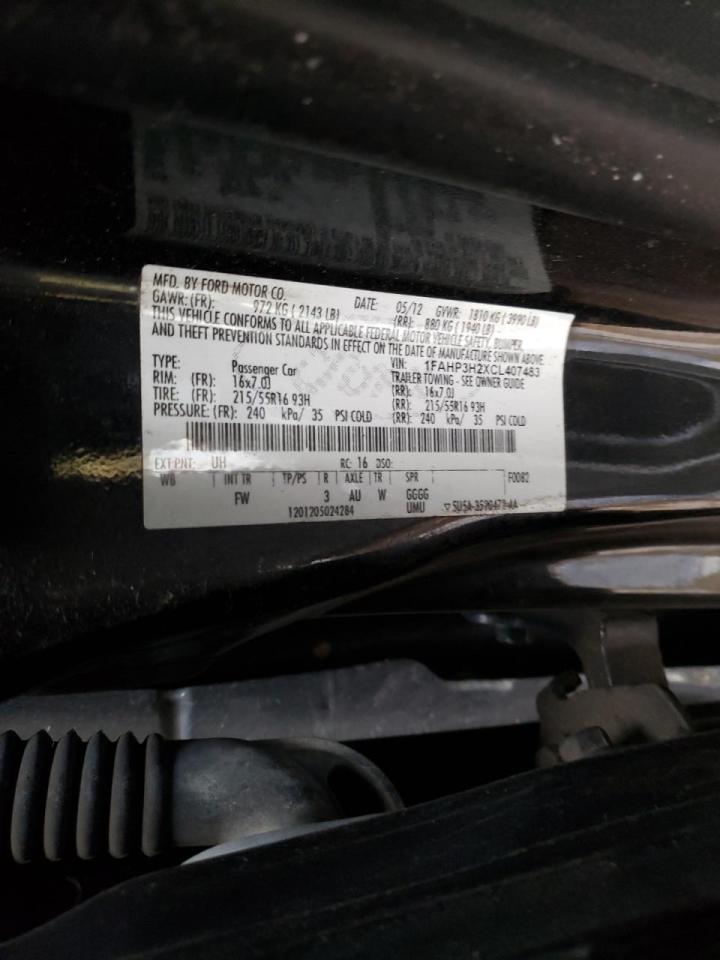 Photo 10 from auction – 2012 FORD FOCUS SEL with VIN 1FAHP3H2XCL407483