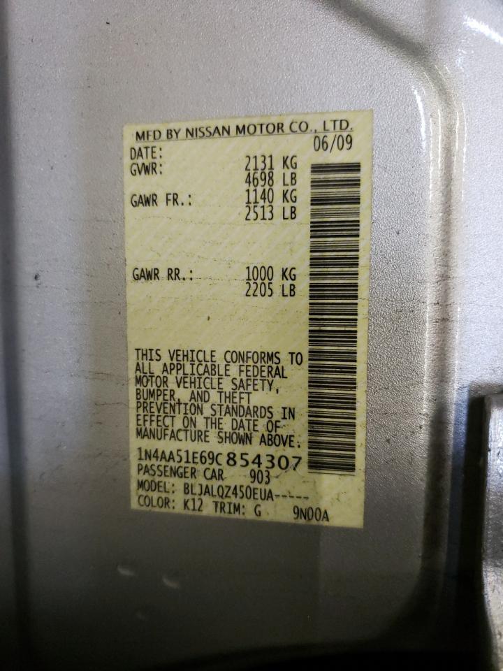 Zdjęcie 10 z aukcji – 2009 NISSAN MAXIMA S z VIN 1N4AA51E69C854307
