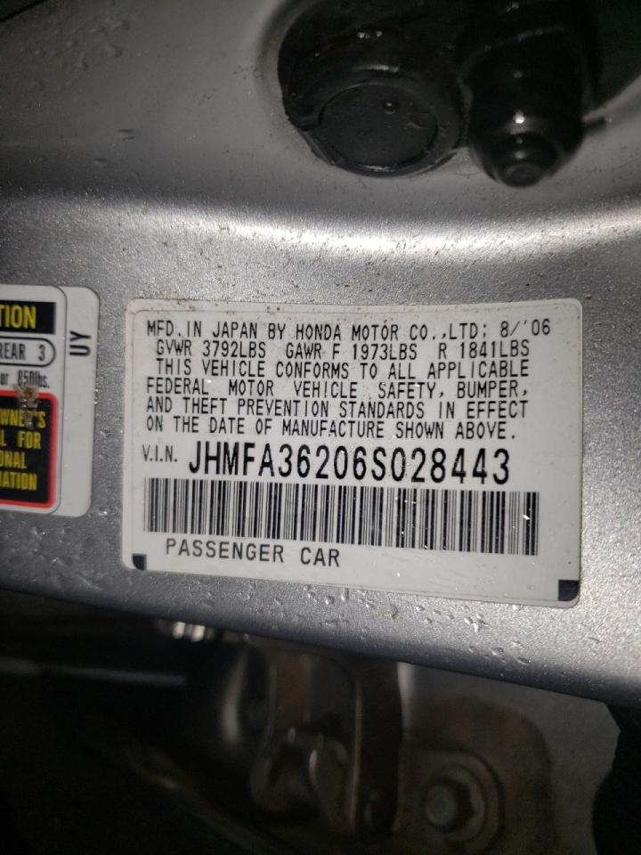 Photo 10 from auction – 2006 HONDA CIVIC HYBR with VIN JHMFA36206S028443