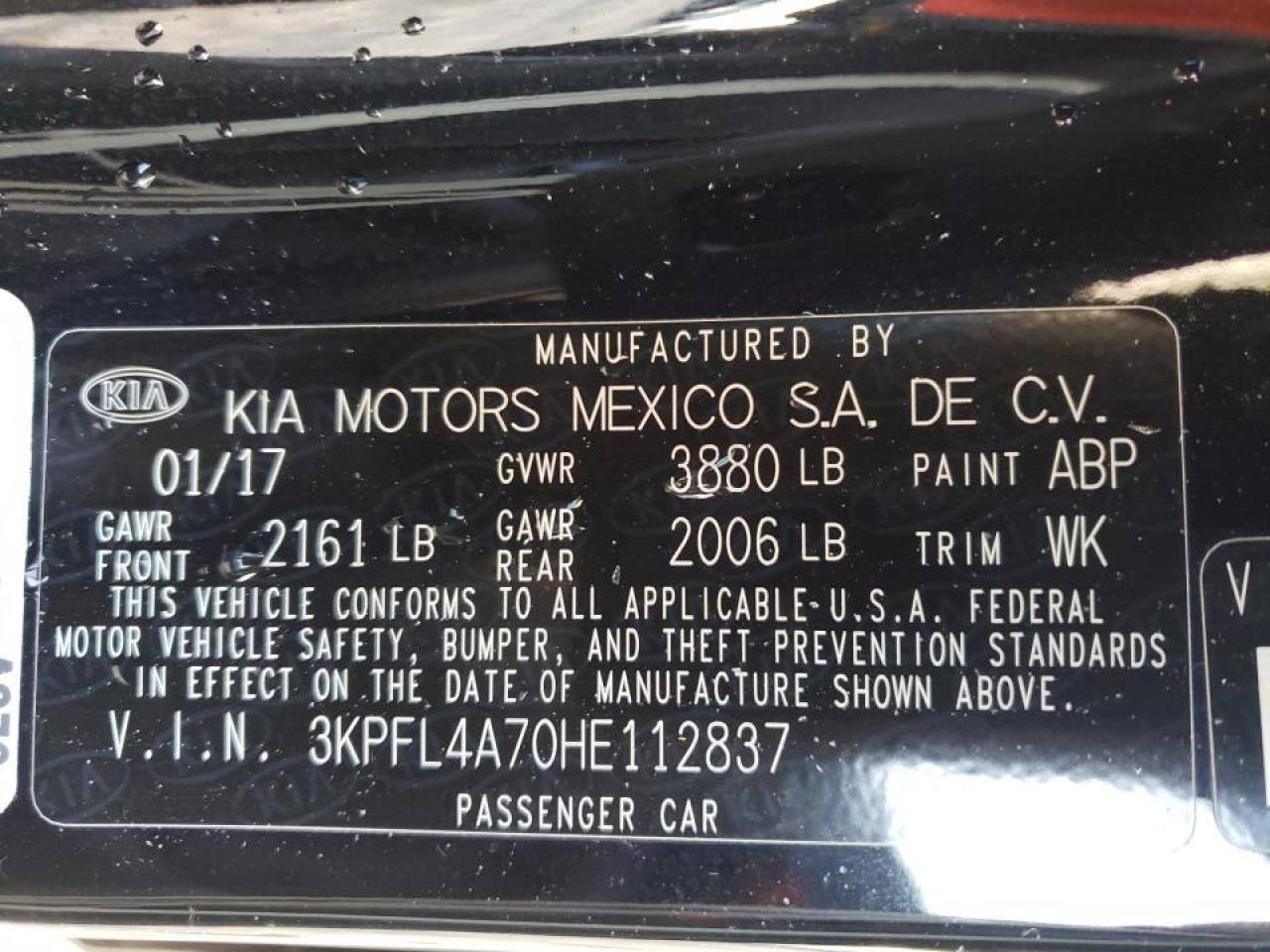 Photo 10 from auction – 2017 KIA FORTE LX with VIN 3KPFL4A70HE112837
