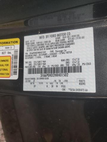 Photo 10 from auction – 2017 FORD FUSION SE with VIN 3FA6P0HD2HR401502