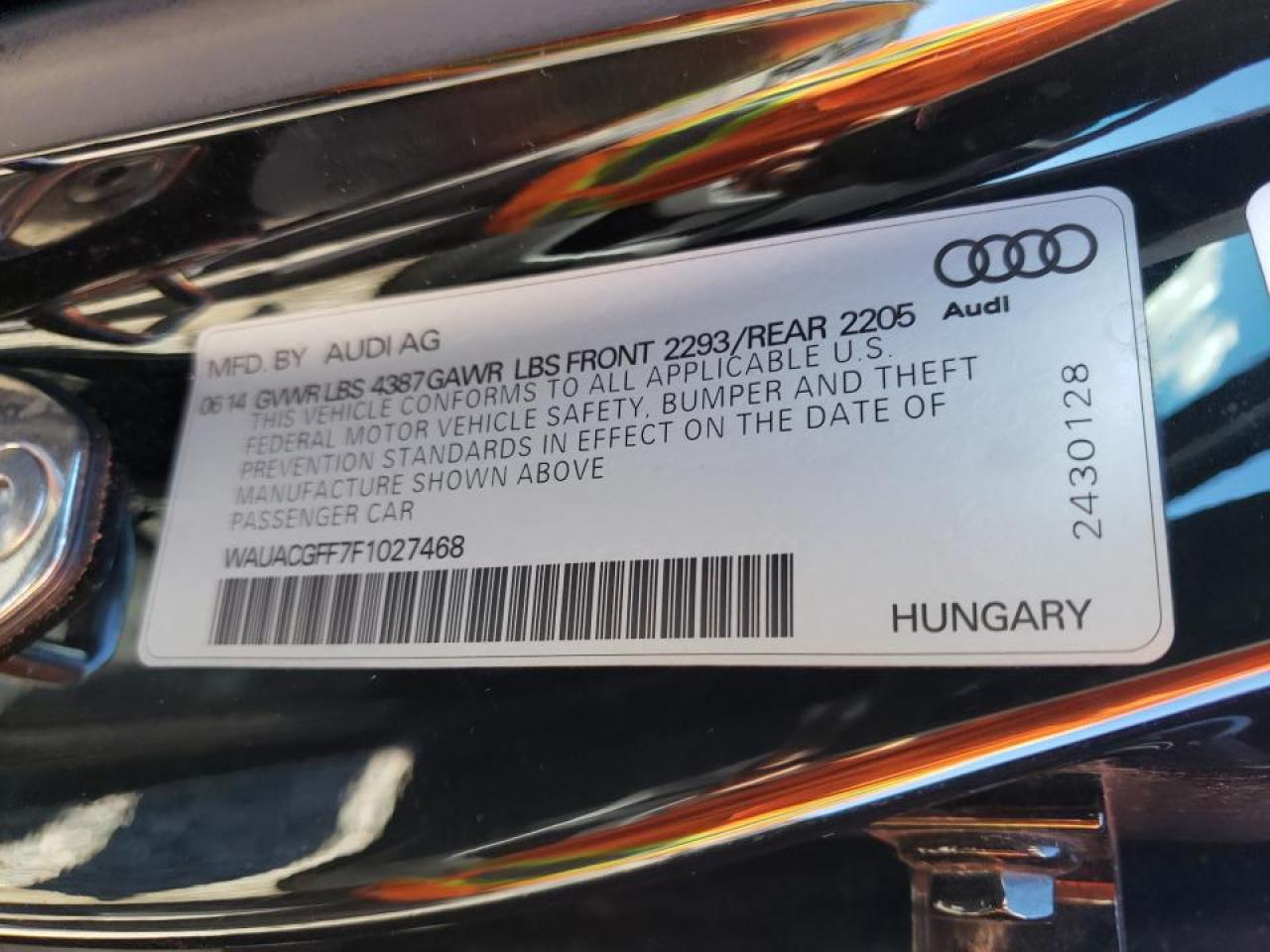 Photo 10 from auction – 2015 AUDI A3 PREMIUM with VIN WAUACGFF7F1027468