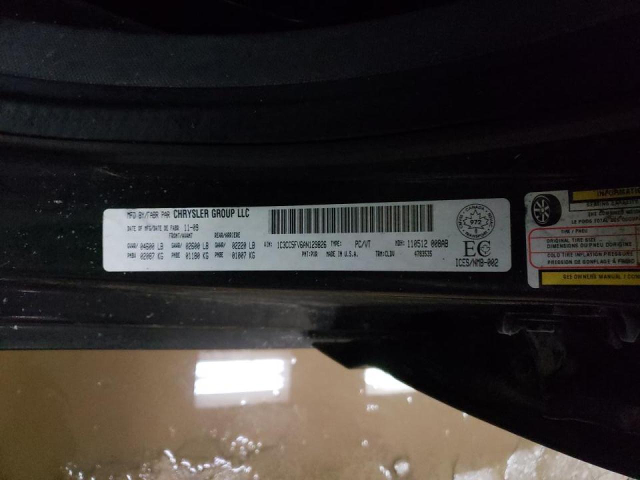 Zdjęcie 10 z aukcji – 2010 CHRYSLER SEBRING LI z VIN 1C3CC5FV6AN129826