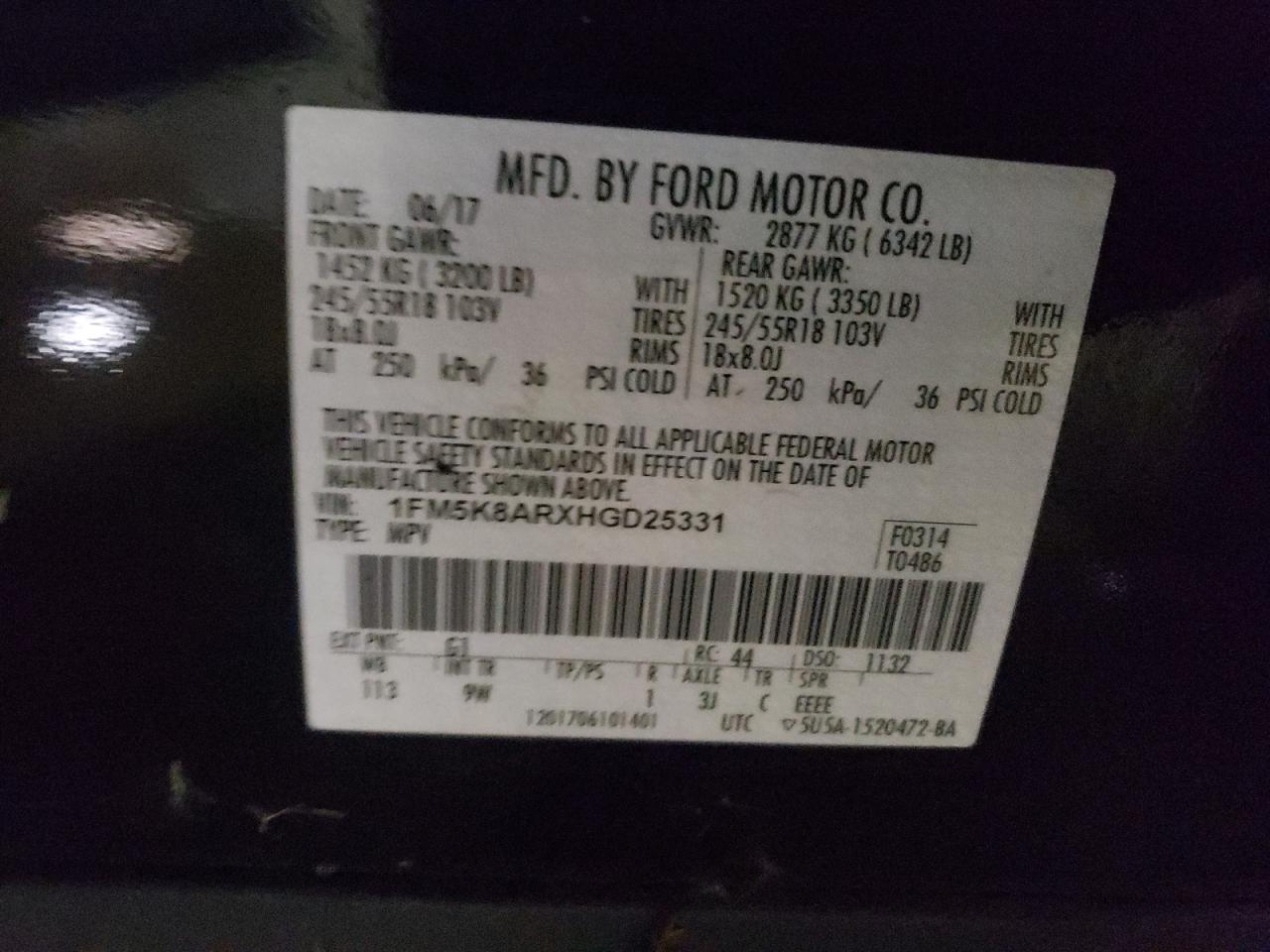 Photo 10 from auction – 2017 FORD EXPLORER P with VIN 1FM5K8ARXHGD25331