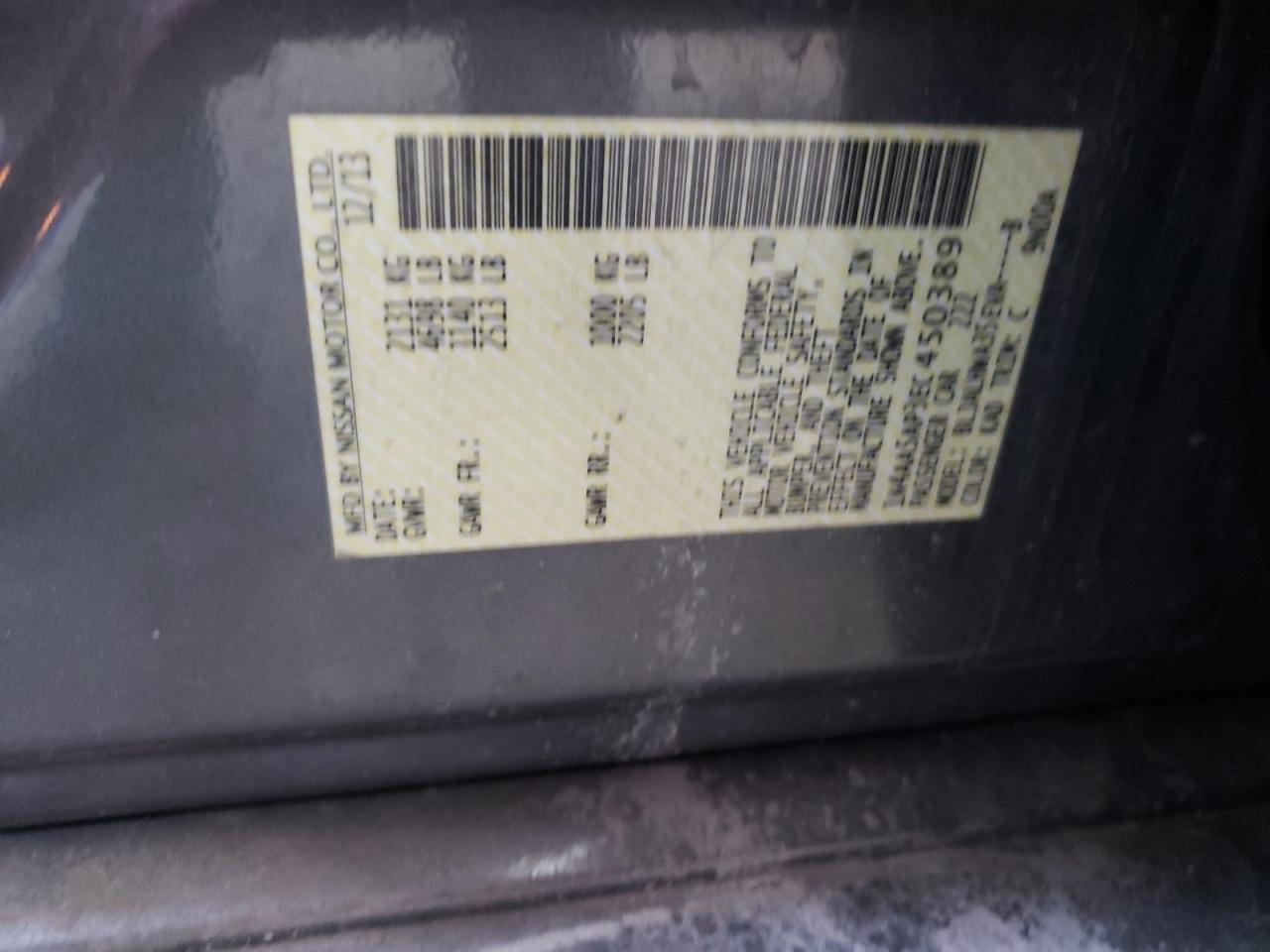 Photo 10 from auction – 2014 NISSAN MAXIMA S with VIN 1N4AA5AP3EC450389