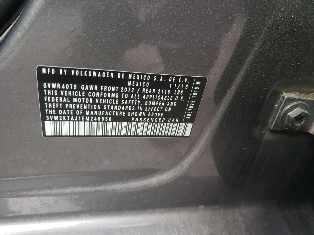 Photo 10 from auction – 2014 VOLKSWAGEN JETTA BASE with VIN 3VW2K7AJ1EM249556