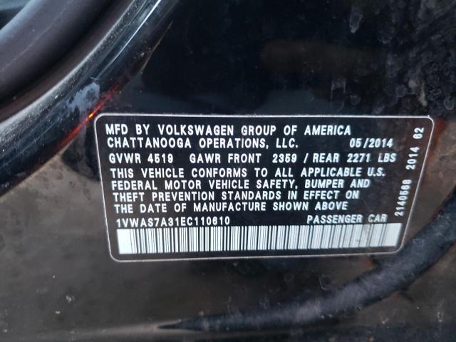 Photo 10 from auction – 2014 VOLKSWAGEN PASSAT S with VIN 1VWAS7A31EC110610
