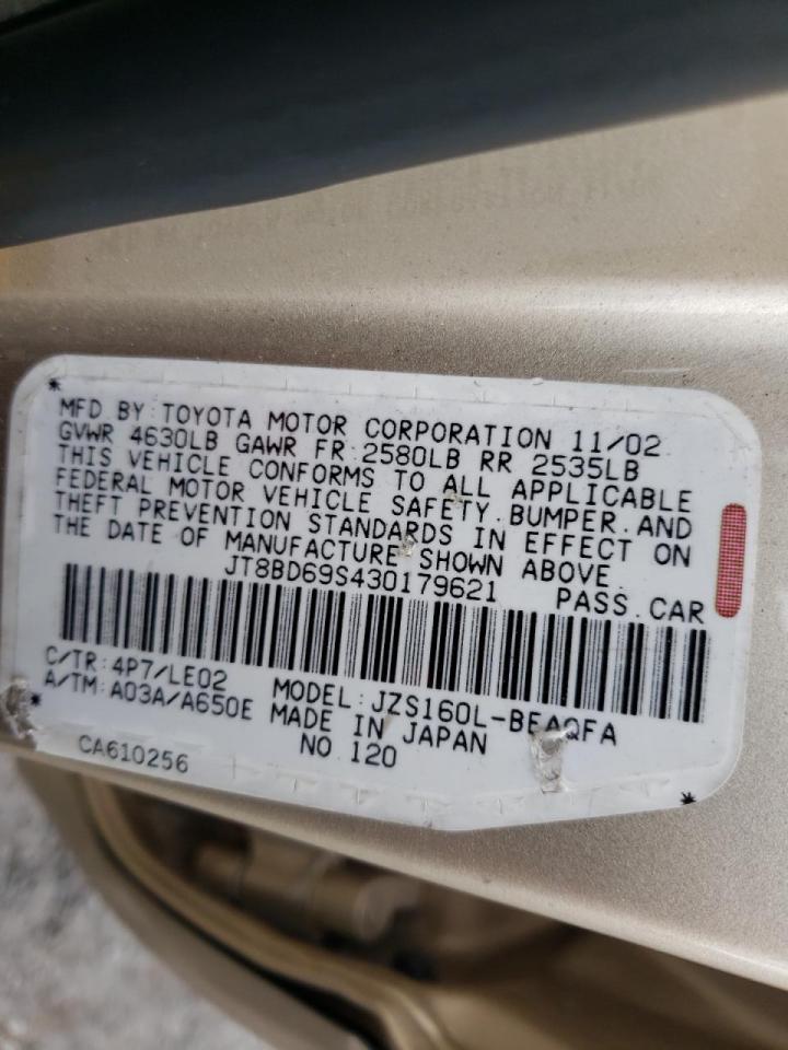 Photo 10 from auction – 2003 LEXUS GS 300 with VIN JT8BD69S430179621