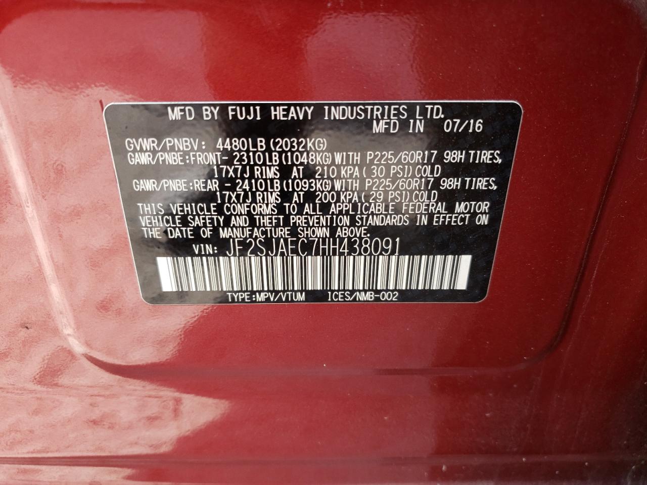 Photo 10 from auction – 2017 SUBARU FORESTER 2 with VIN JF2SJAEC7HH438091