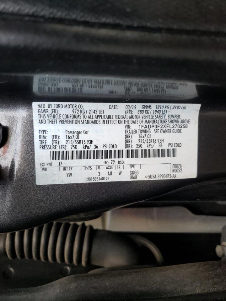 Photo 10 from auction – 2015 FORD FOCUS SE with VIN 1FADP3F2XFL270258