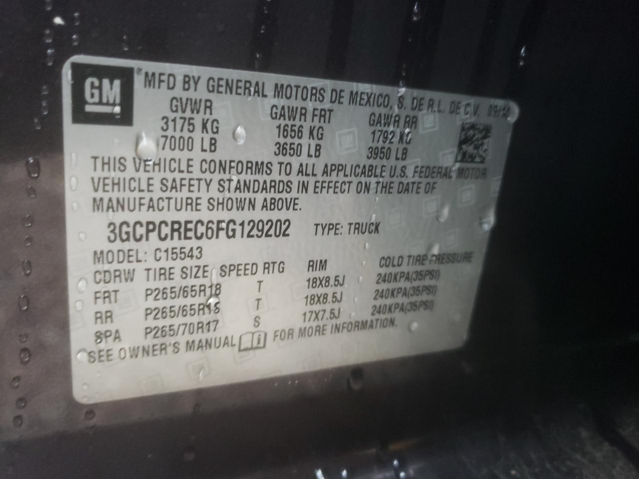Photo 10 from auction – 2015 CHEVROLET SILVERADO with VIN 3GCPCREC6FG129202